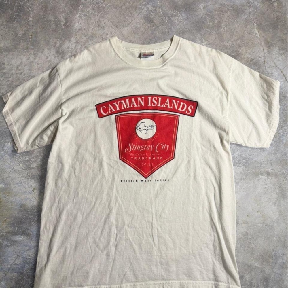 Vintage Cayman Islands Stingray City Tourist Graphic T-Shirt White Travel Tee